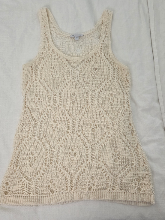 GAP Tops - Gap, Womens Cream Crochet Knit Sleeveless Top, Size S